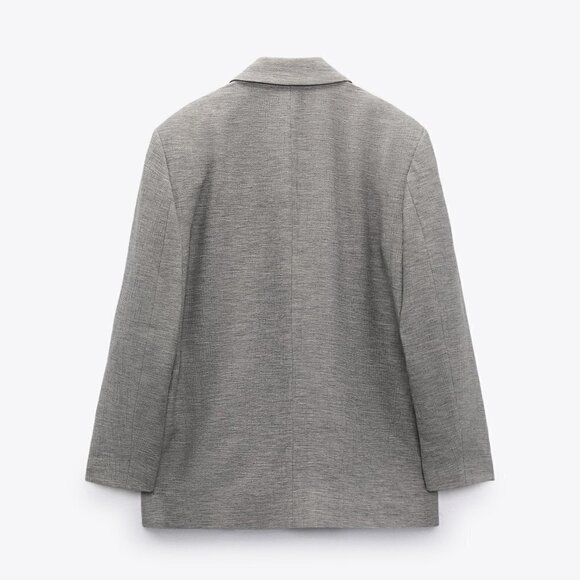 New Zara Double Breasted Textured Weaver Grey Blazer/Jacket Groufit NWT XS - Picture 9 of 15
